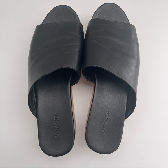 VINCE James B Leather Women’s Platform Cork Slide Black Sandals size 7.5 - Picture 9 of 14